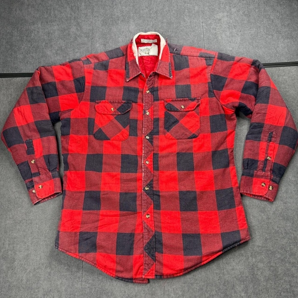 Northwest‎ Territory Buffalo Plaid Quilted Flannel Shirt Jacket Red Black Large